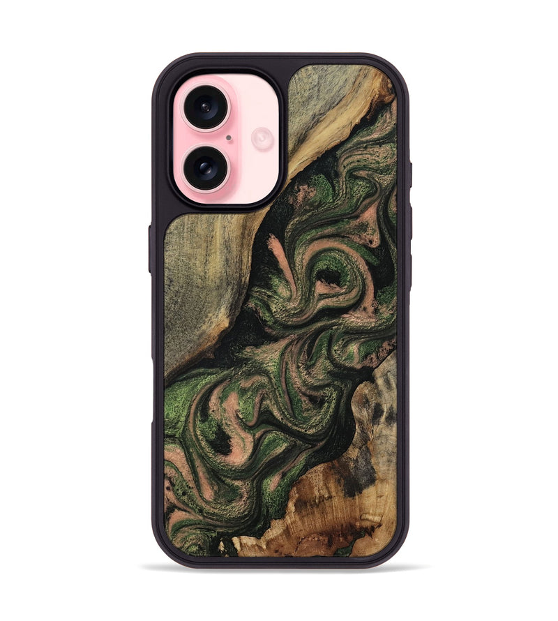 iPhone 16 Wood Phone Case - Hedwig (Green, 819061)
