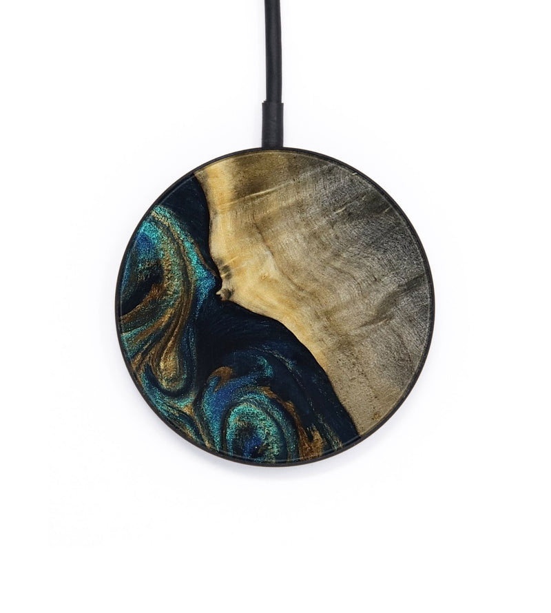 Circle Wood Wireless Charger - Foster (Teal & Gold, 819072)
