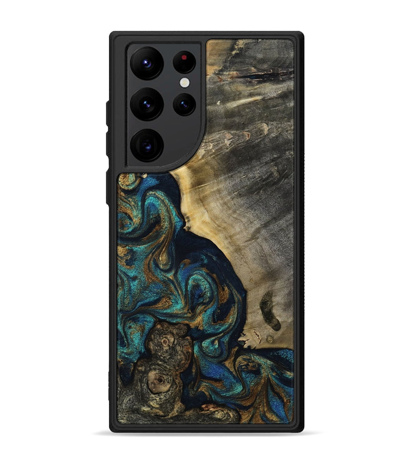 Galaxy S22 Ultra Wood Phone Case - Foster (Teal & Gold, 819072)