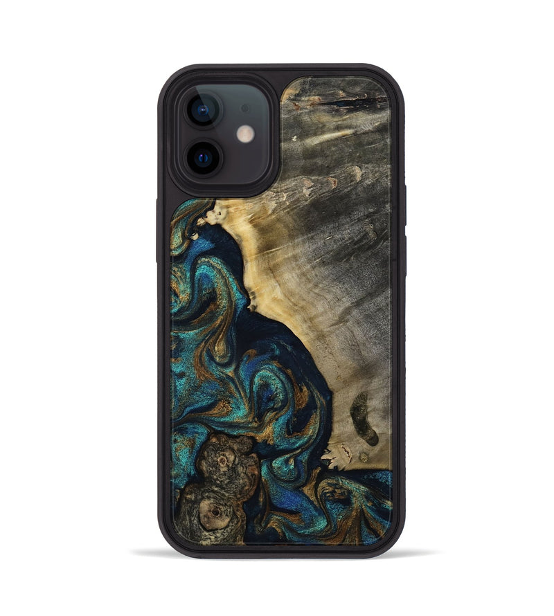 iPhone 12 Wood Phone Case - Foster (Teal & Gold, 819072)