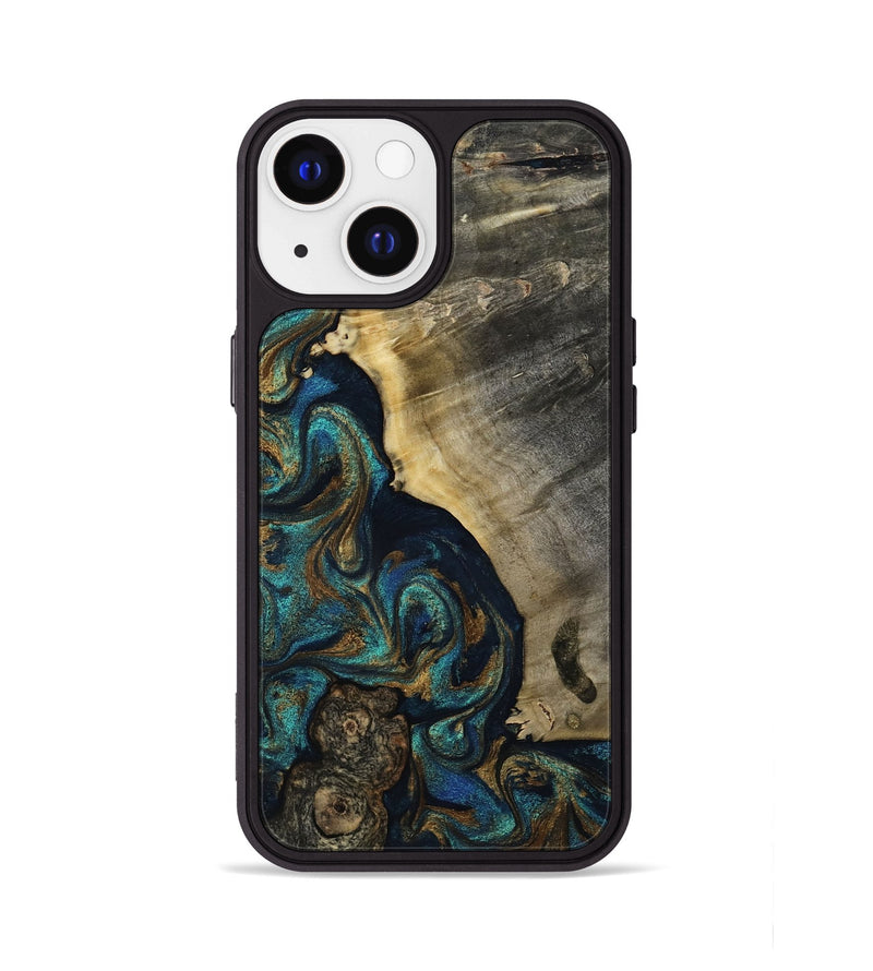 iPhone 13 Wood Phone Case - Foster (Teal & Gold, 819072)