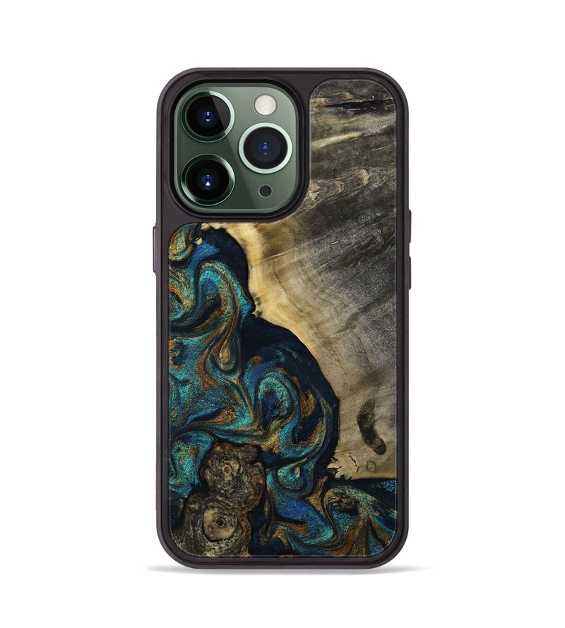 iPhone 13 Pro Wood Phone Case - Foster (Teal & Gold, 819072)