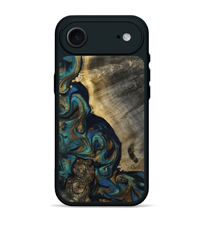 iPhone 17 Air Wood Phone Case - Foster (Teal & Gold, 819072)