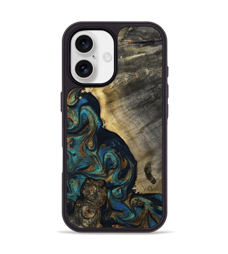 iPhone 17 Wood Phone Case - Foster (Teal & Gold, 819072)