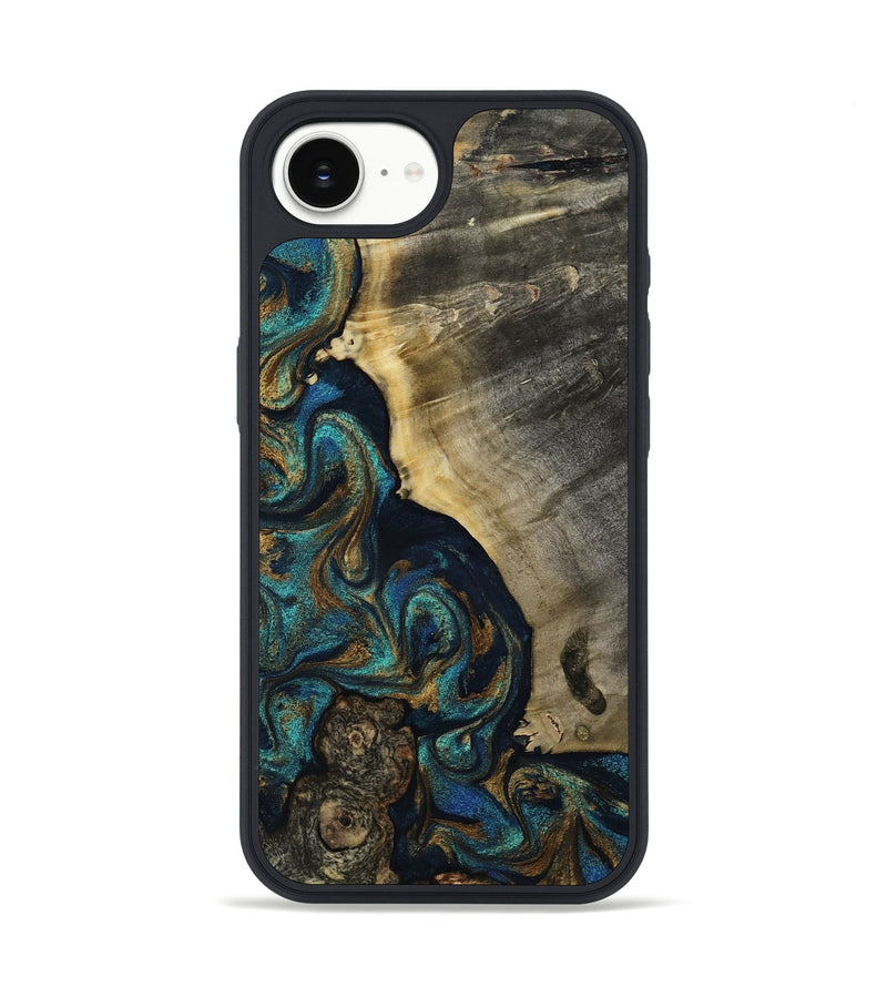iPhone 17e Wood Phone Case - Foster (Teal & Gold, 819072)