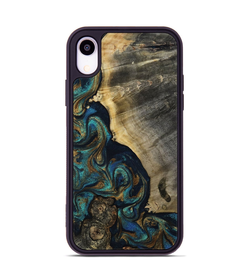 iPhone Xr Wood Phone Case - Foster (Teal & Gold, 819072)