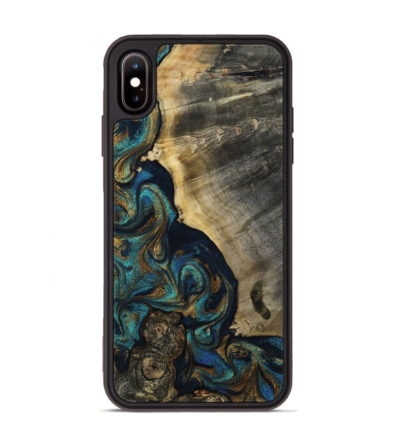 iPhone Xs Max Wood Phone Case - Foster (Teal & Gold, 819072)