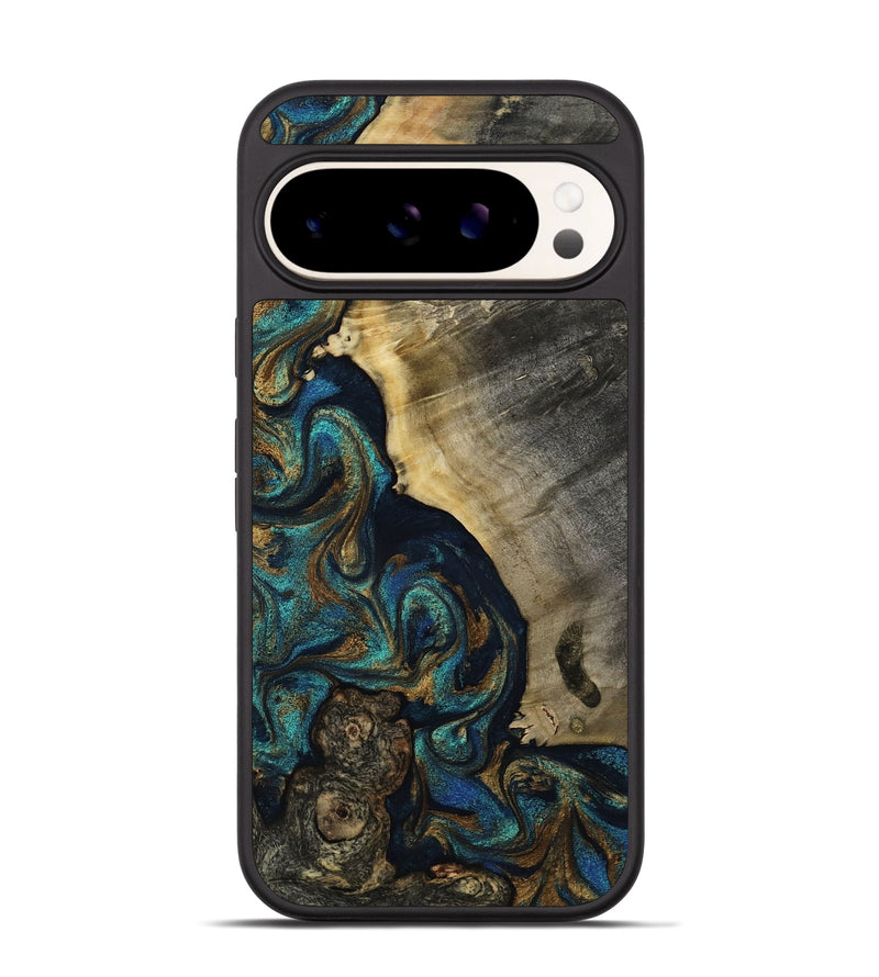 Pixel 9 Pro Wood Phone Case - Foster (Teal & Gold, 819072)