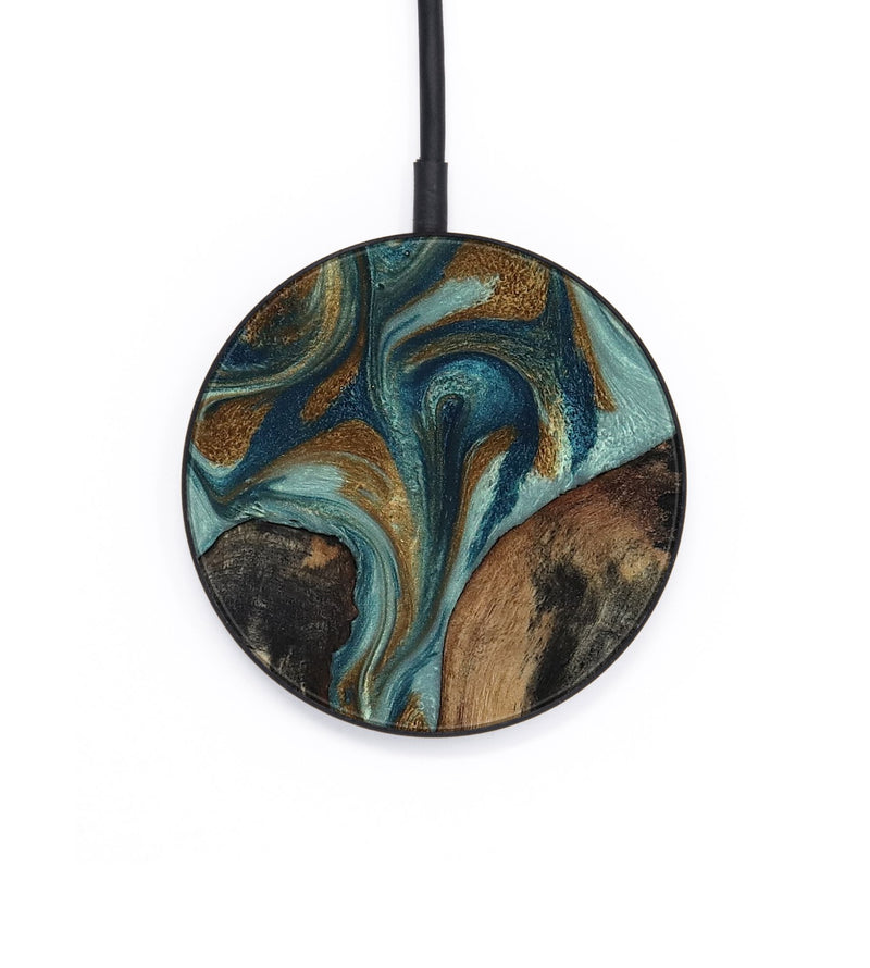 Circle Wood Wireless Charger - Garrick (Teal & Gold, 819073)