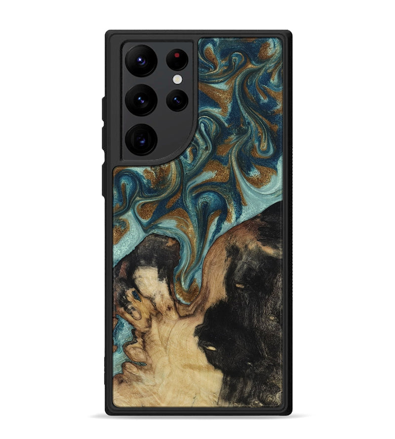 Galaxy S22 Ultra Wood Phone Case - Garrick (Teal & Gold, 819073)