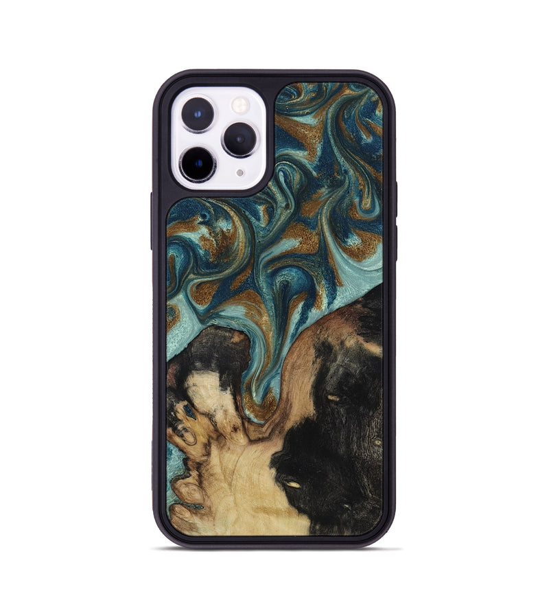 iPhone 11 Pro Wood Phone Case - Garrick (Teal & Gold, 819073)