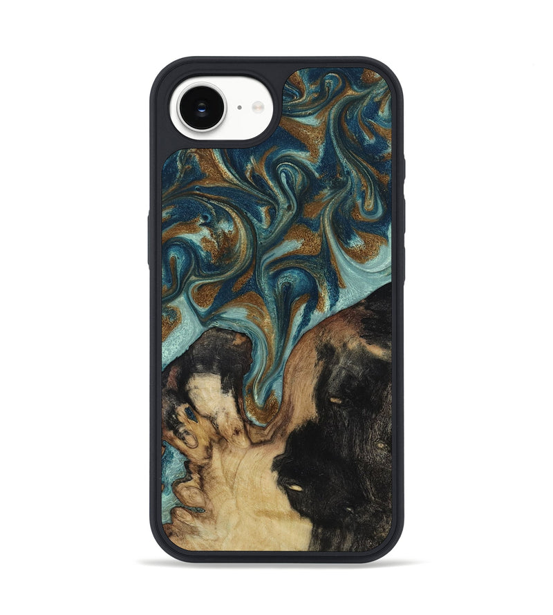 iPhone 16e Wood Phone Case - Garrick (Teal & Gold, 819073)