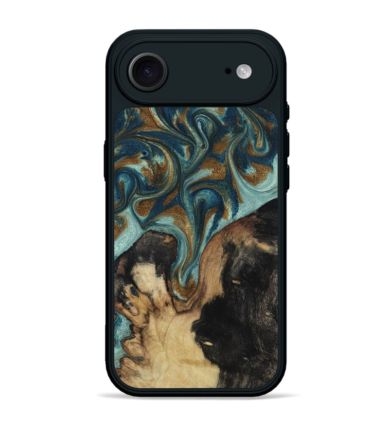 iPhone 17 Air Wood Phone Case - Garrick (Teal & Gold, 819073)
