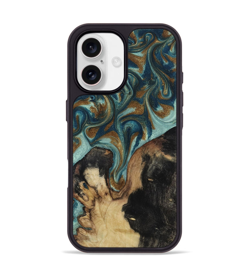iPhone 17 Wood Phone Case - Garrick (Teal & Gold, 819073)