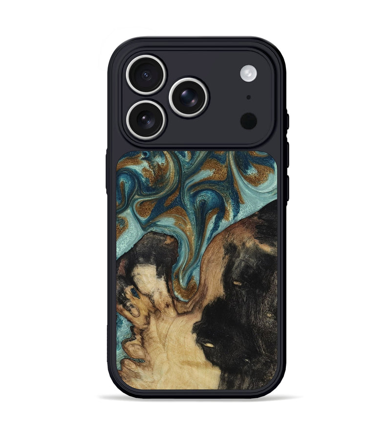 iPhone 17 Pro Wood Phone Case - Garrick (Teal & Gold, 819073)