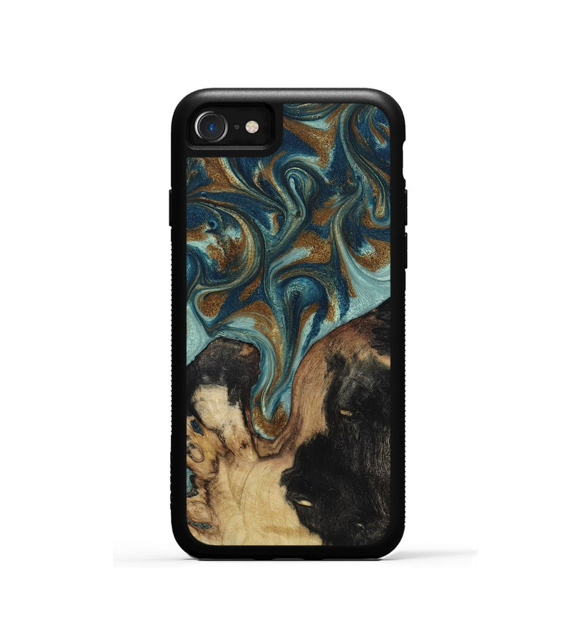 iPhone SE Wood Phone Case - Garrick (Teal & Gold, 819073)