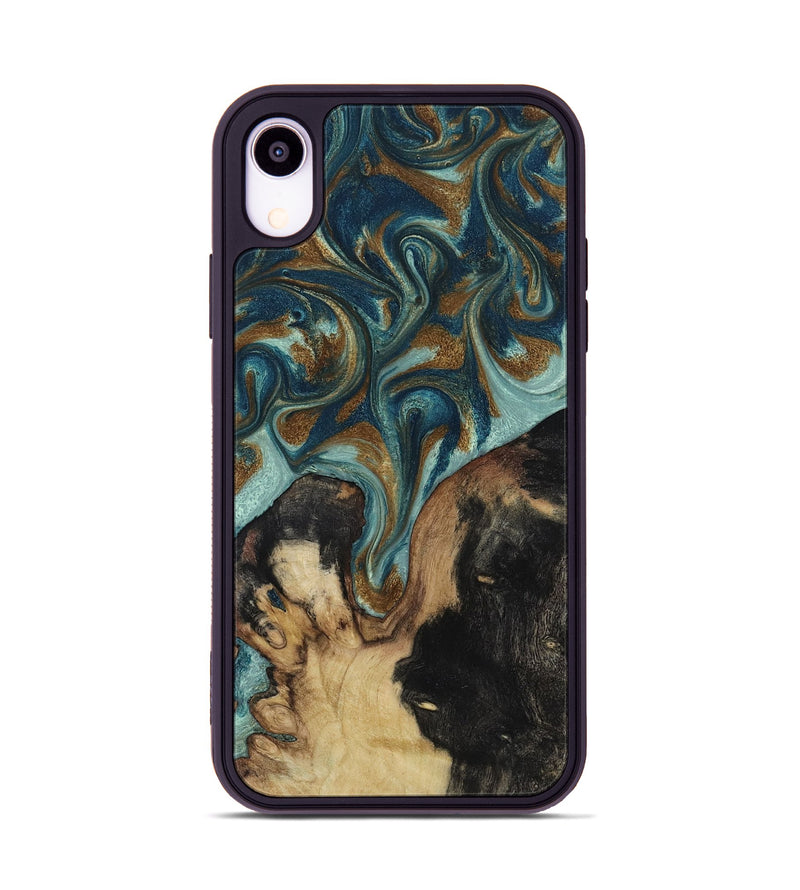iPhone Xr Wood Phone Case - Garrick (Teal & Gold, 819073)