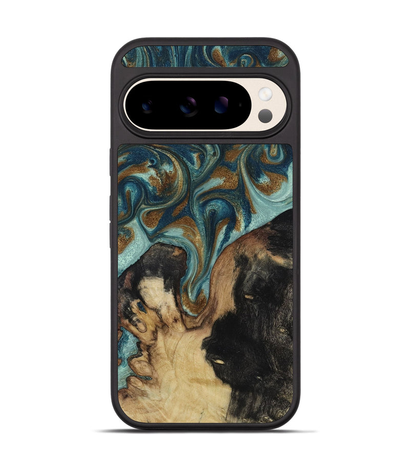 Pixel 10 Pro Wood Phone Case - Garrick (Teal & Gold, 819073)