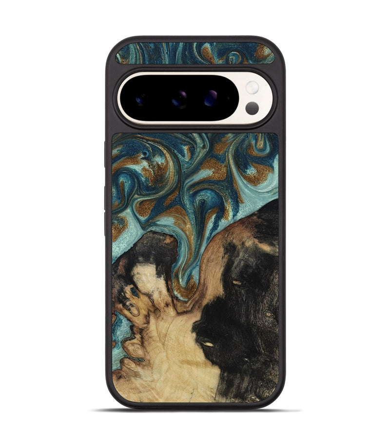 Pixel 9 Pro Wood Phone Case - Garrick (Teal & Gold, 819073)
