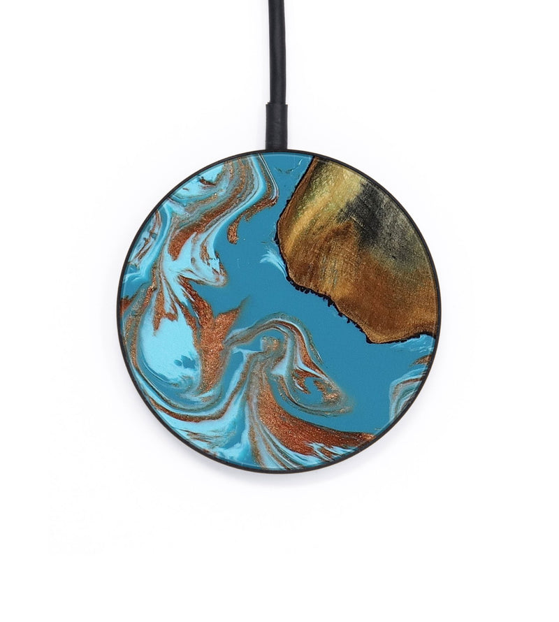 Circle Wood Wireless Charger - Domingo (Teal & Gold, 819074)