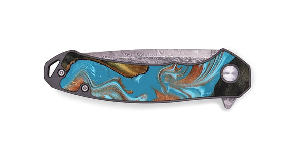 EDC Wood Pocket Knife - Domingo (Teal & Gold, 819074)