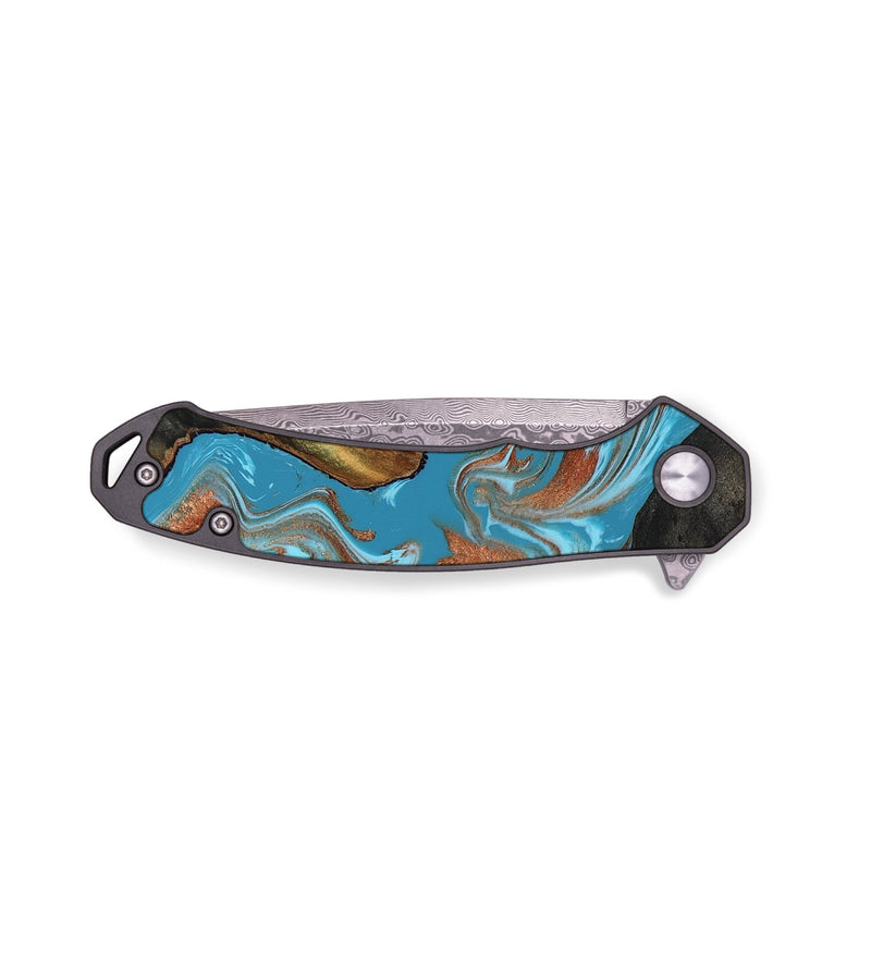 EDC Wood Pocket Knife - Domingo (Teal & Gold, 819074)