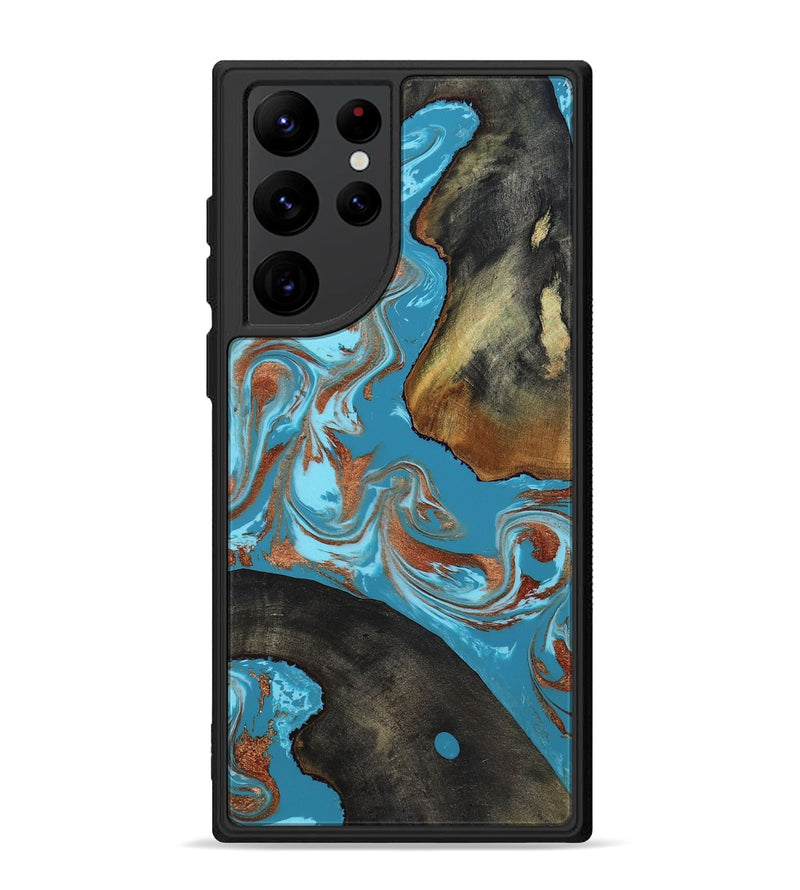 Galaxy S22 Ultra Wood Phone Case - Domingo (Teal & Gold, 819074)