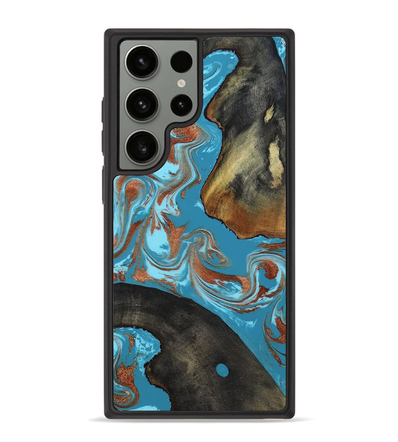 Galaxy S23 Ultra Wood Phone Case - Domingo (Teal & Gold, 819074)