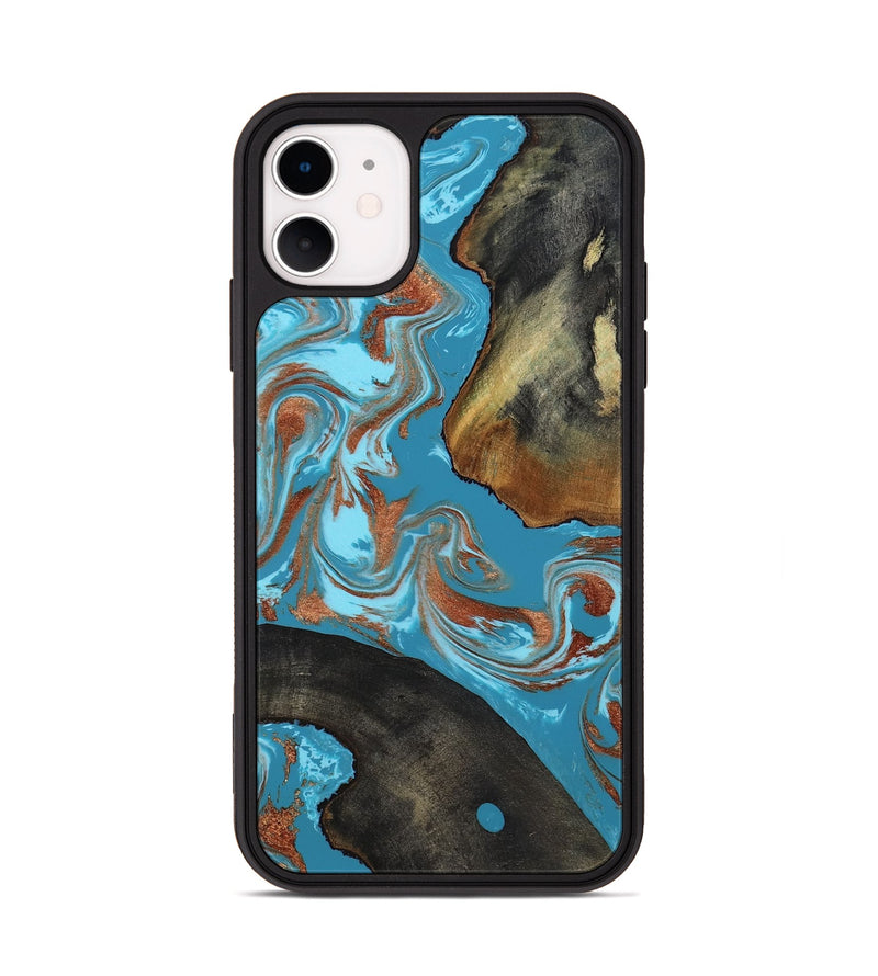 iPhone 11 Wood Phone Case - Domingo (Teal & Gold, 819074)