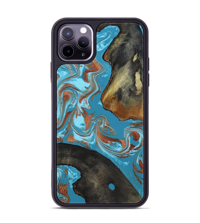 iPhone 11 Pro Max Wood Phone Case - Domingo (Teal & Gold, 819074)