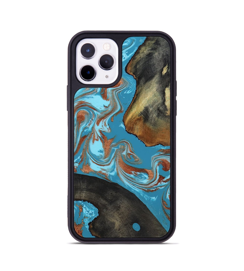 iPhone 11 Pro Wood Phone Case - Domingo (Teal & Gold, 819074)