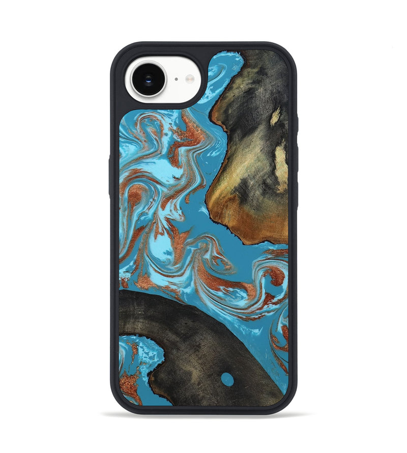 iPhone 16e Wood Phone Case - Domingo (Teal & Gold, 819074)