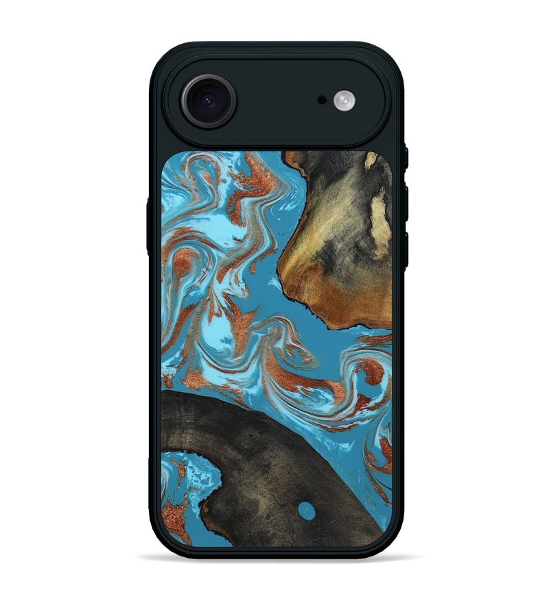 iPhone 17 Air Wood Phone Case - Domingo (Teal & Gold, 819074)