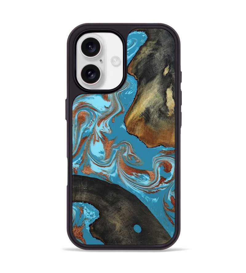 iPhone 17 Wood Phone Case - Domingo (Teal & Gold, 819074)