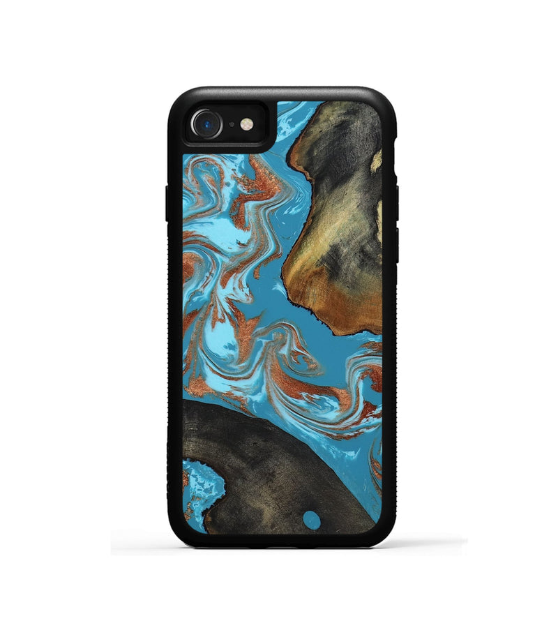 iPhone SE Wood Phone Case - Domingo (Teal & Gold, 819074)