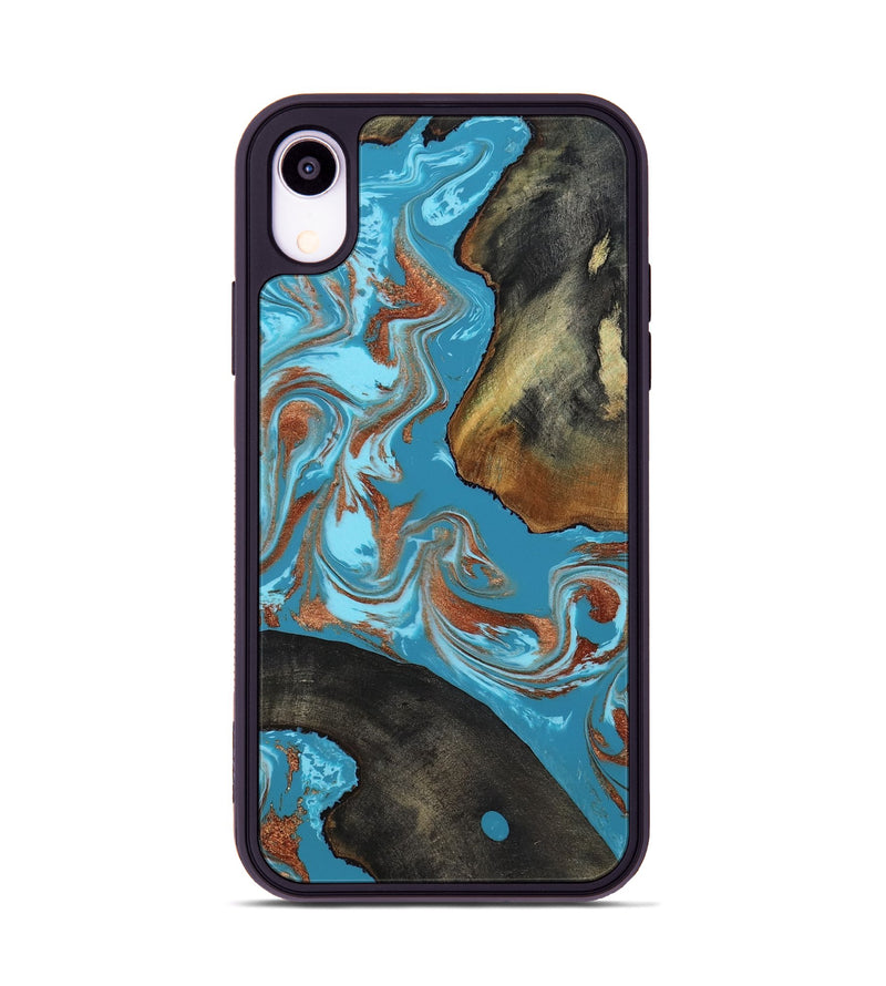 iPhone Xr Wood Phone Case - Domingo (Teal & Gold, 819074)