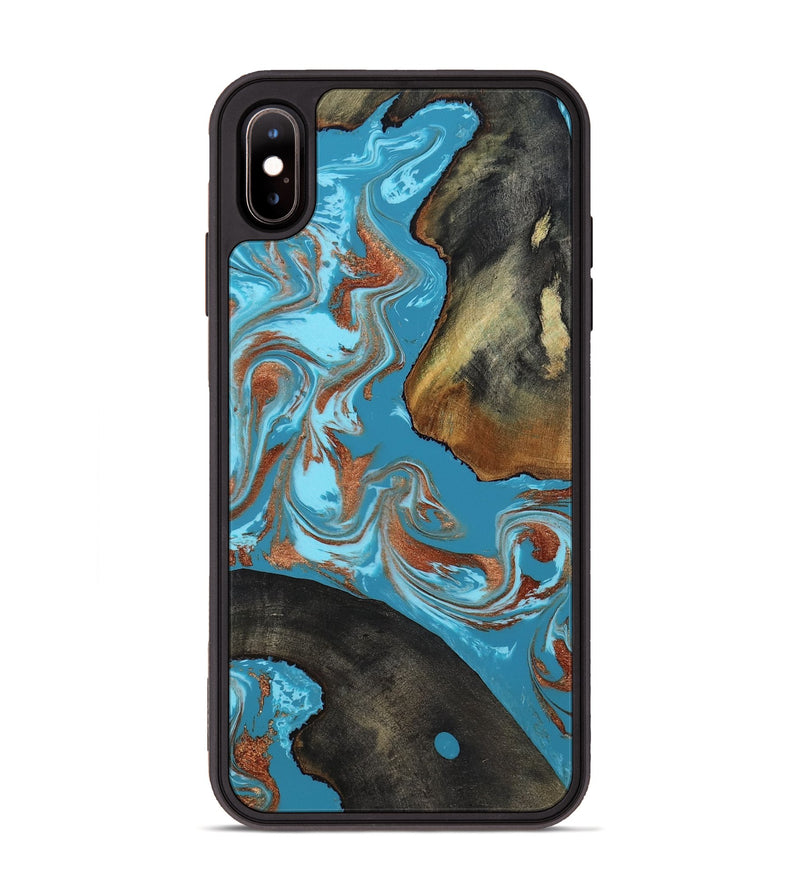 iPhone Xs Max Wood Phone Case - Domingo (Teal & Gold, 819074)