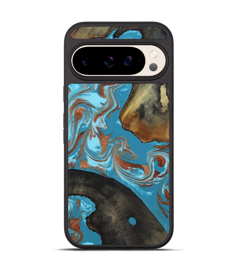 Pixel 10 Wood Phone Case - Domingo (Teal & Gold, 819074)