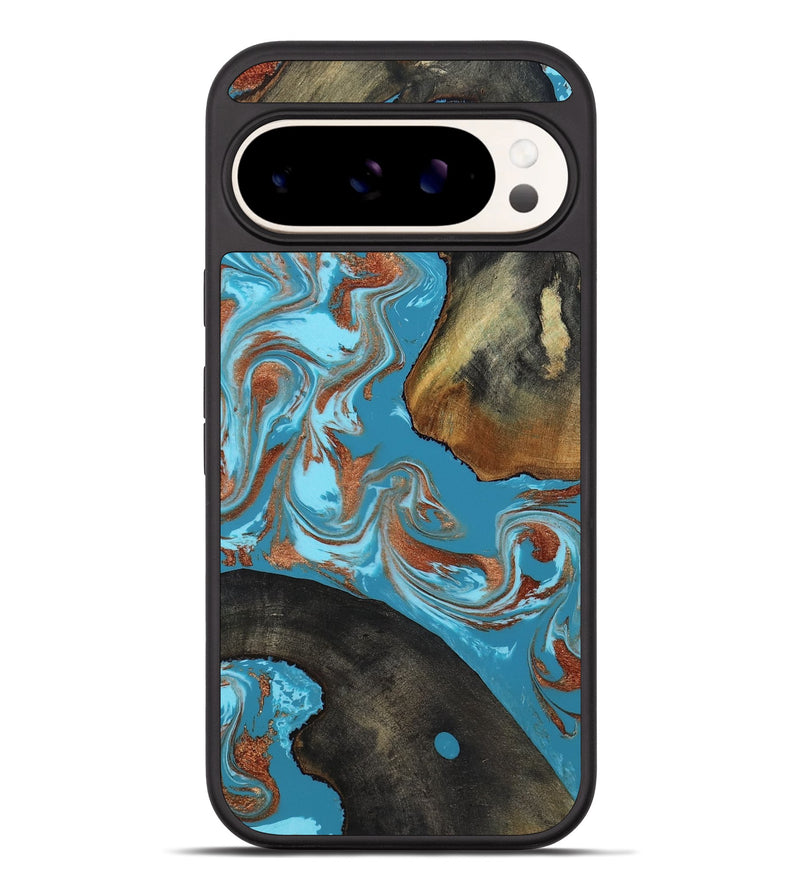 Pixel 10 Pro XL Wood Phone Case - Domingo (Teal & Gold, 819074)