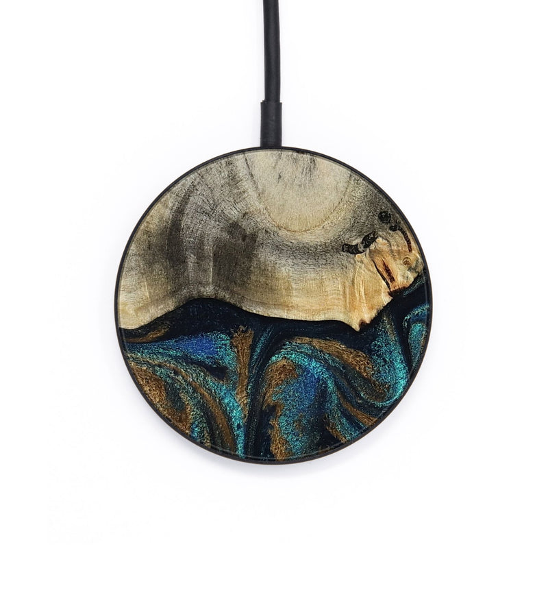 Circle Wood Wireless Charger - Florene (Teal & Gold, 819076)