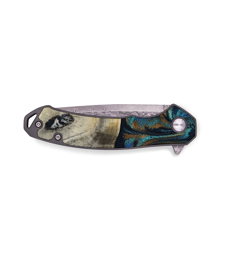 EDC Wood Pocket Knife - Florene (Teal & Gold, 819076)