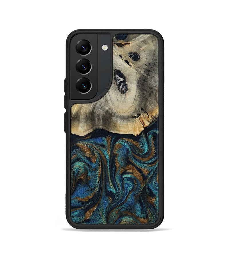 Galaxy S22 Wood Phone Case - Florene (Teal & Gold, 819076)