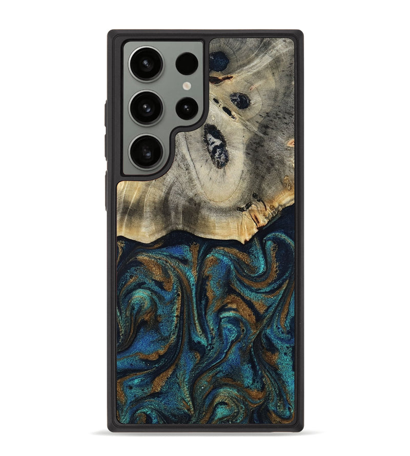 Galaxy S23 Ultra Wood Phone Case - Florene (Teal & Gold, 819076)