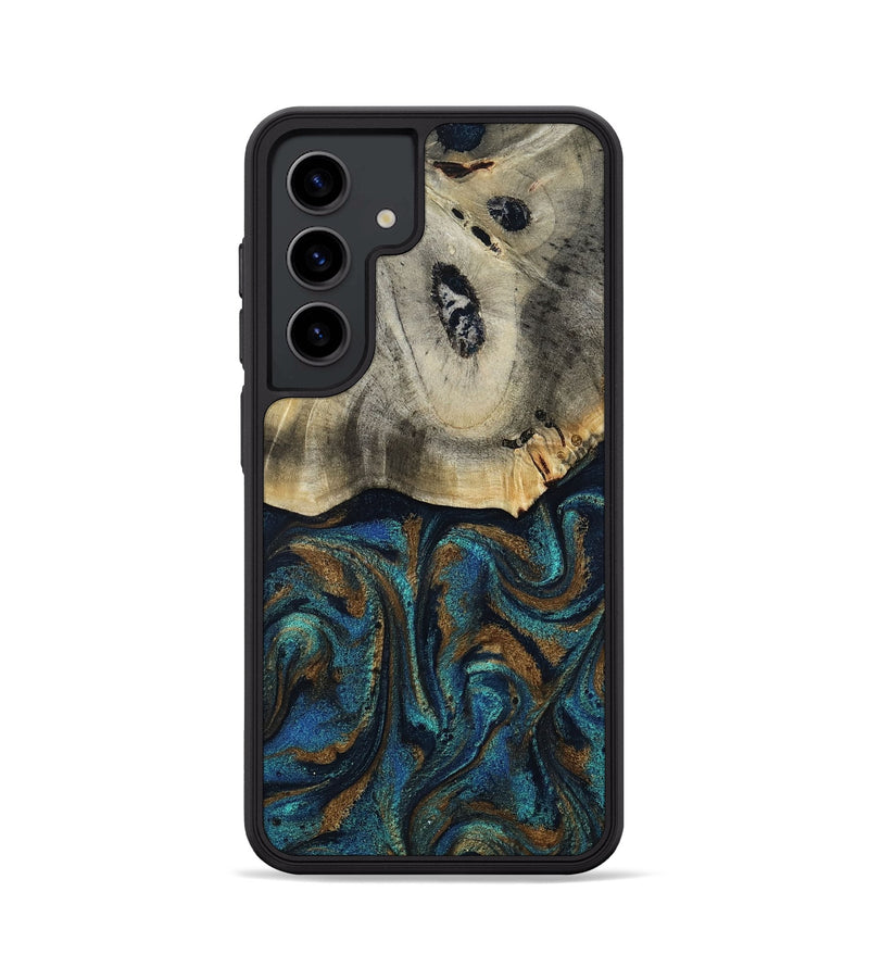 Galaxy S24 Wood Phone Case - Florene (Teal & Gold, 819076)