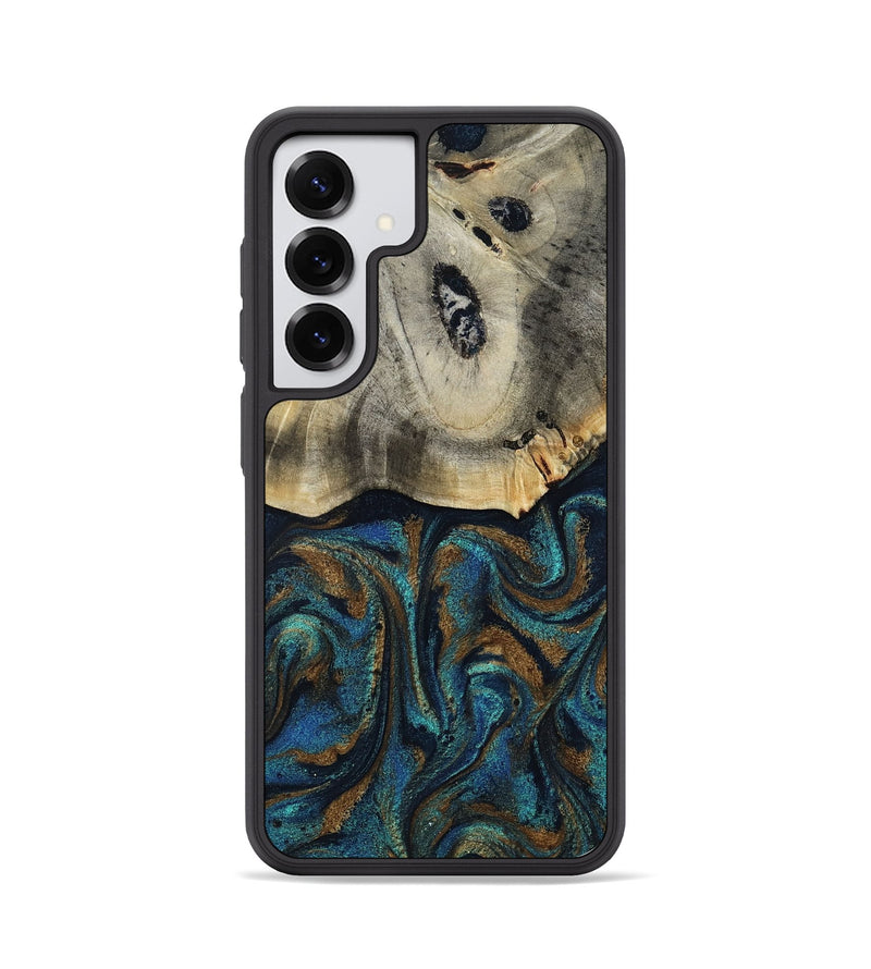 Galaxy S25 Wood Phone Case - Florene (Teal & Gold, 819076)