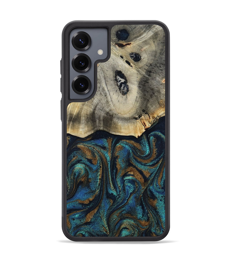 Galaxy S25 Plus Wood Phone Case - Florene (Teal & Gold, 819076)