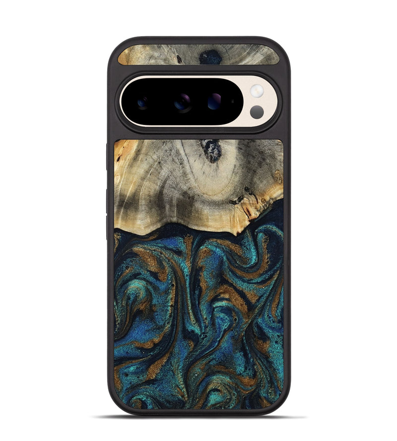 Pixel 10 Wood Phone Case - Florene (Teal & Gold, 819076)