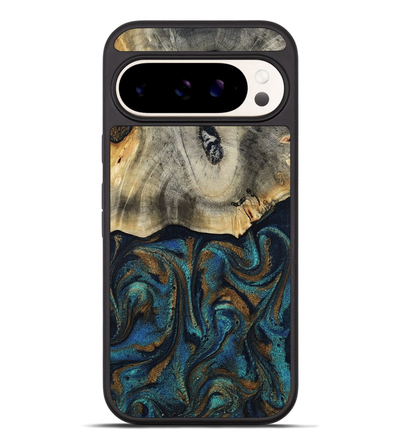 Pixel 9 Pro XL Wood Phone Case - Florene (Teal & Gold, 819076)