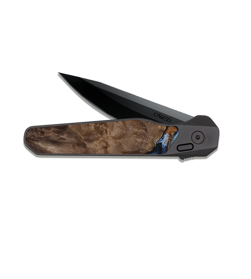 EDC Dark Slate Wood Pocket Knife - Veda (Black & White, 819079)