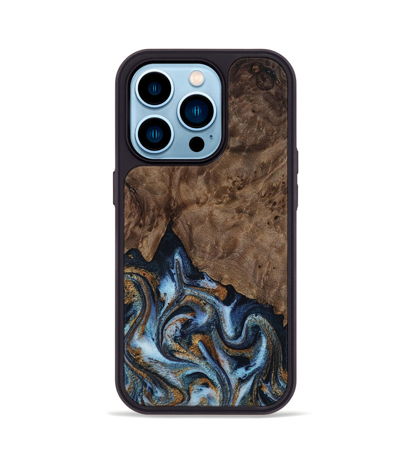 iPhone 14 Pro Wood Phone Case - Veda (Black & White, 819079)